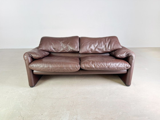 Image 1 of 2X Cassina Maralunga 2-seater sofa leather brown Vico Magistretti