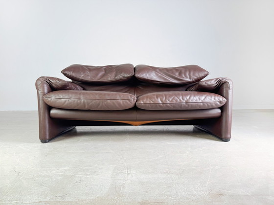 Image 1 of 2X Cassina Maralunga 2-seater sofa leather brown Vico Magistretti