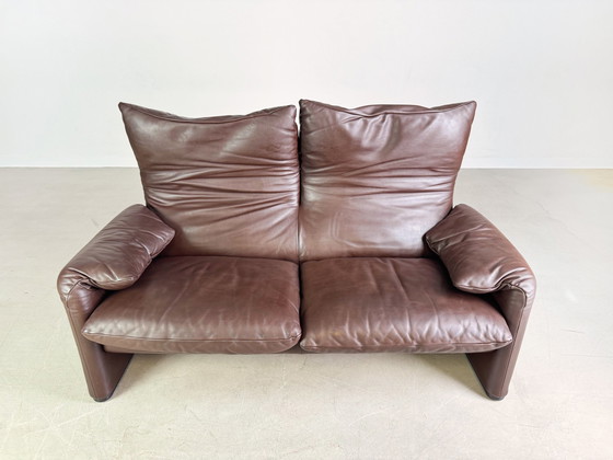 Image 1 of 2X Cassina Maralunga 2-seater sofa leather brown Vico Magistretti