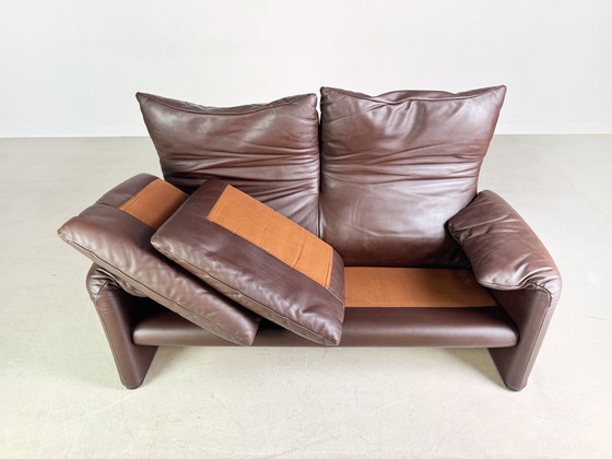 Image 1 of 2X Cassina Maralunga 2-seater sofa leather brown Vico Magistretti