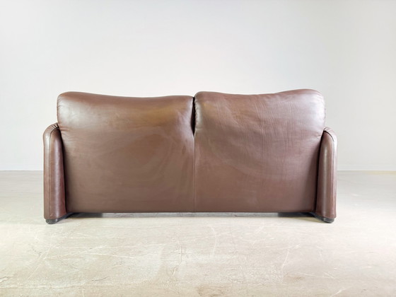 Image 1 of 2X Cassina Maralunga 2-seater sofa leather brown Vico Magistretti