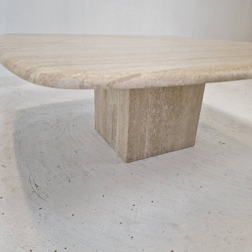 Vintage travertine coffee table, Italy 1980