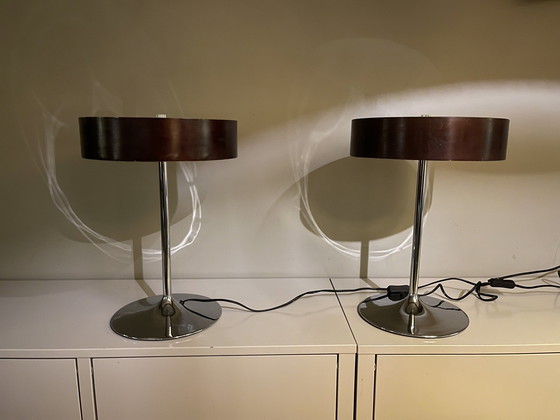 Image 1 of 2x Aluminor Malibu Table Lamps Retro