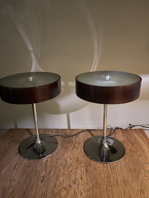 2x Aluminor Malibu Table Lamps Retro