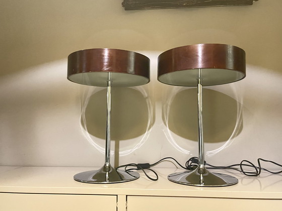 Image 1 of 2x Aluminor Malibu Table Lamps Retro