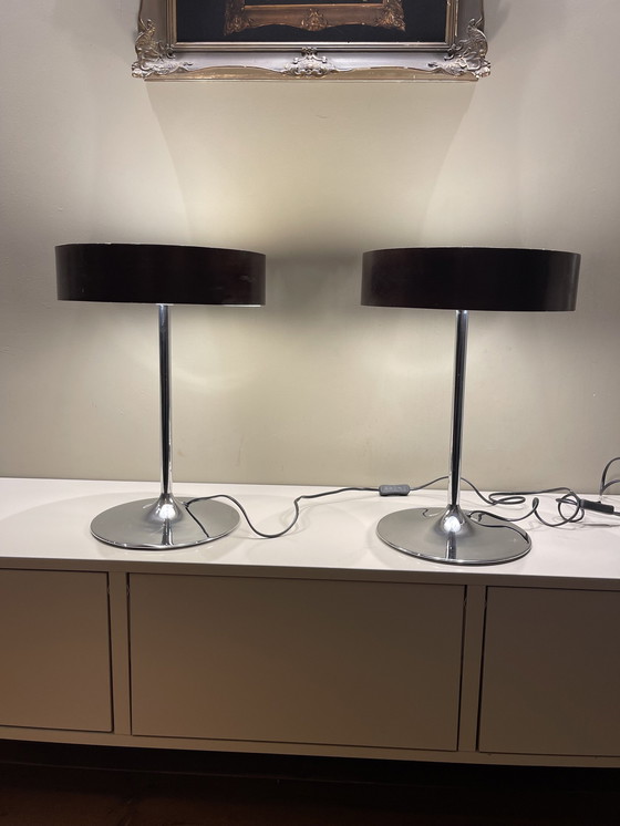 Image 1 of 2x Aluminor Malibu Table Lamps Retro