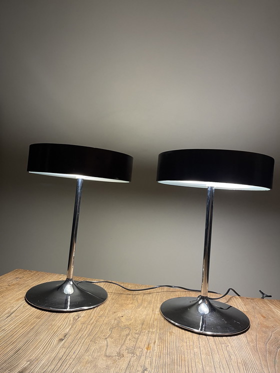 Image 1 of 2x Aluminor Malibu Table Lamps Retro