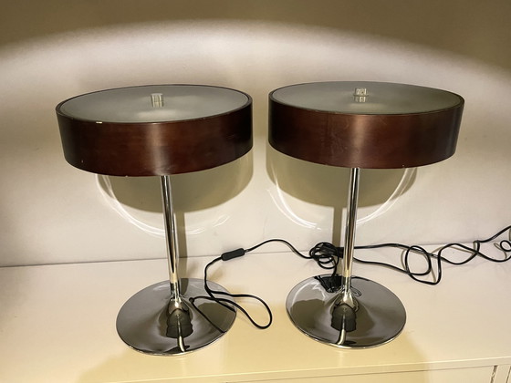 Image 1 of 2x Aluminor Malibu Table Lamps Retro