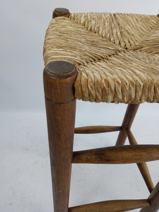 Image 1 of 6 x 1970s bar stools with rush seat 65cm high