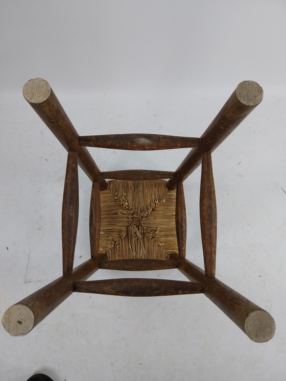 Image 1 of 6 x tabourets de bar des années 1970 avec assise en jonc 65cm de haut