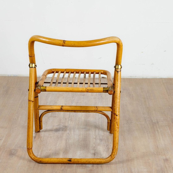 Image 1 of Set of 4 vintage folding chairs in bamboo and rattan, Italy 1970