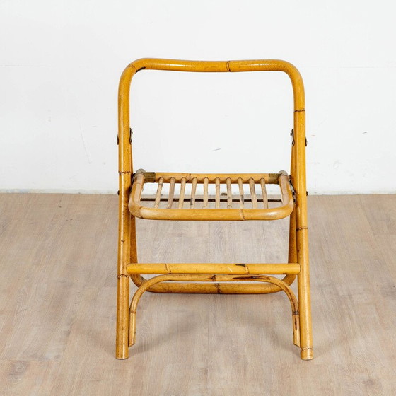 Image 1 of Set of 4 vintage folding chairs in bamboo and rattan, Italy 1970