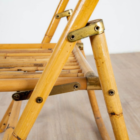 Image 1 of Set of 4 vintage folding chairs in bamboo and rattan, Italy 1970