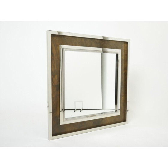 Image 1 of Vintage mirror in chrome and copper plated metal by Belgo Chrome, 1970