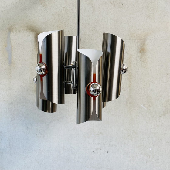 Image 1 of Space Age Aluminum Pendant Lamp By Polam Bielsko-Białae 1970