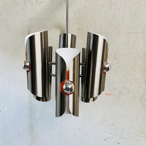 Image 1 of Space Age Aluminum Pendant Lamp By Polam Bielsko-Białae 1970