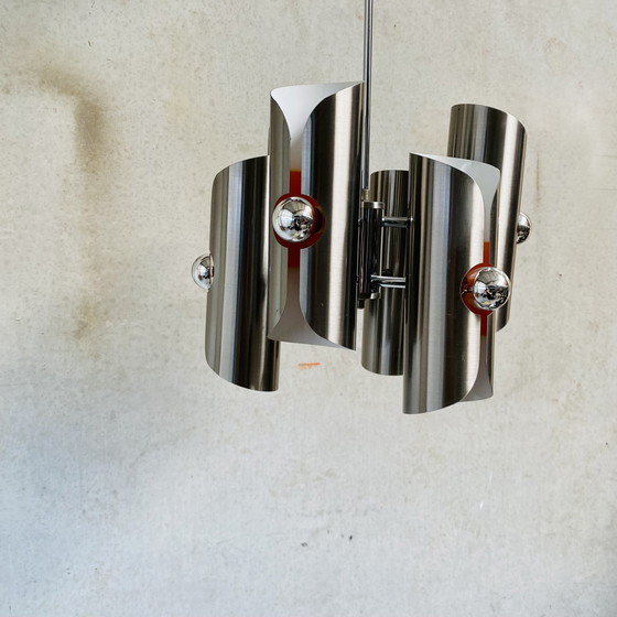 Image 1 of Space Age Aluminum Pendant Lamp By Polam Bielsko-Białae 1970