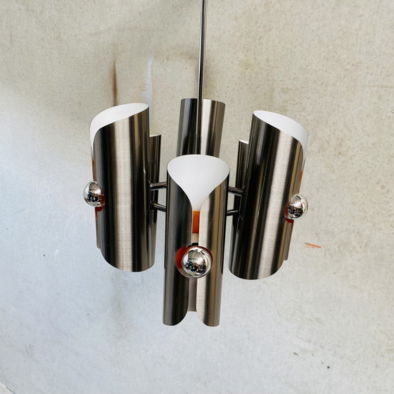 Image 1 of Space Age Aluminum Pendant Lamp By Polam Bielsko-Białae 1970