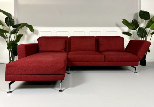 Brühl Moule corner sofa fabric sofa couch sleeping function red