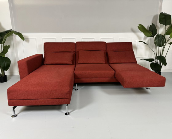 Image 1 of Brühl Moule corner sofa fabric sofa couch sleeping function red