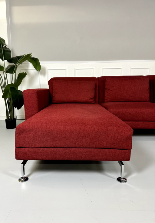 Brühl Moule corner sofa fabric sofa couch sleeping function red