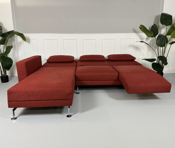 Image 1 of Brühl Moule corner sofa fabric sofa couch sleeping function red