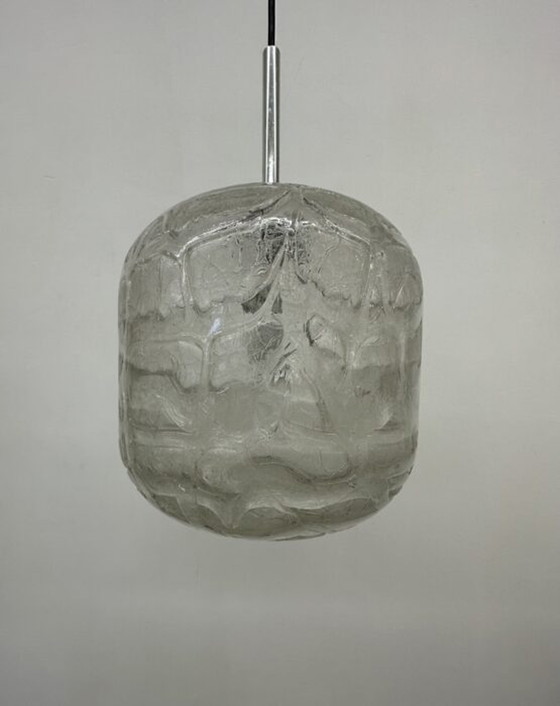 Image 1 of Mid century Doria leuchten glass hanging lamp , 1970’s