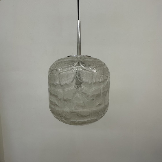 Image 1 of Mid century Doria leuchten glass hanging lamp , 1970’s