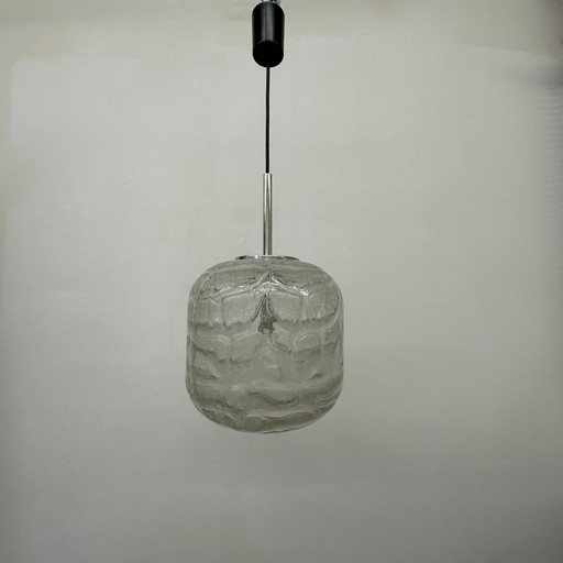 Mid century Doria leuchten glass hanging lamp , 1970’s