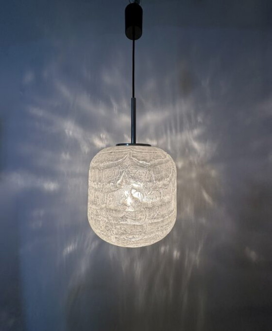 Image 1 of Mid century Doria leuchten glass hanging lamp , 1970’s