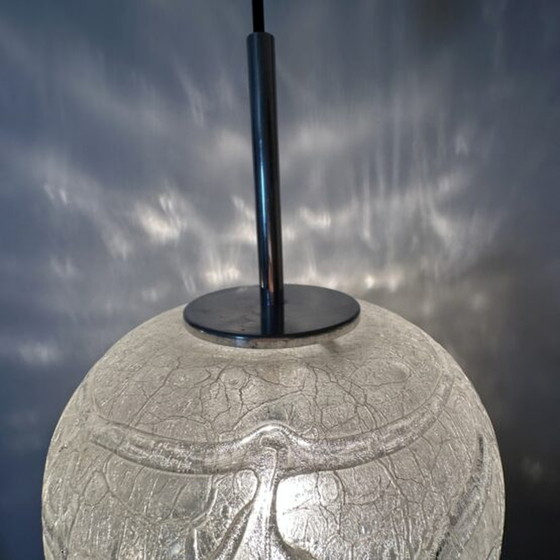 Image 1 of Mid century Doria leuchten glass hanging lamp , 1970’s