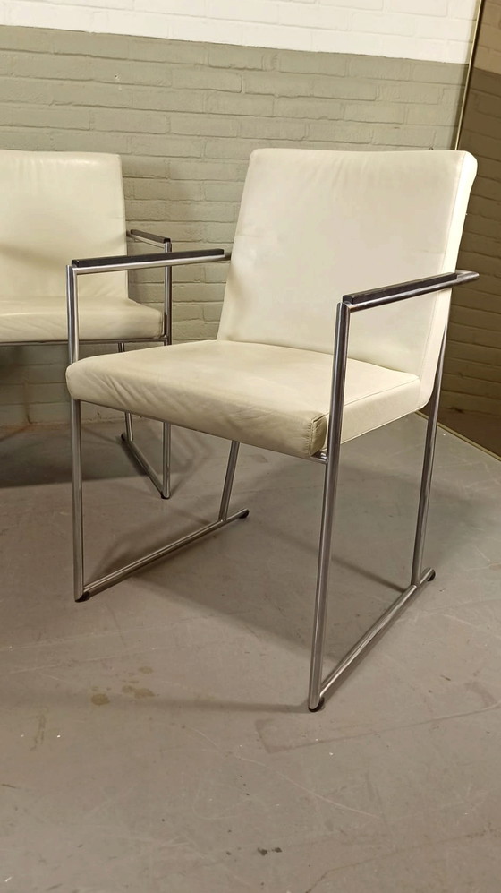 Image 1 of 4 x Harvink leren eetkamerstoelen 