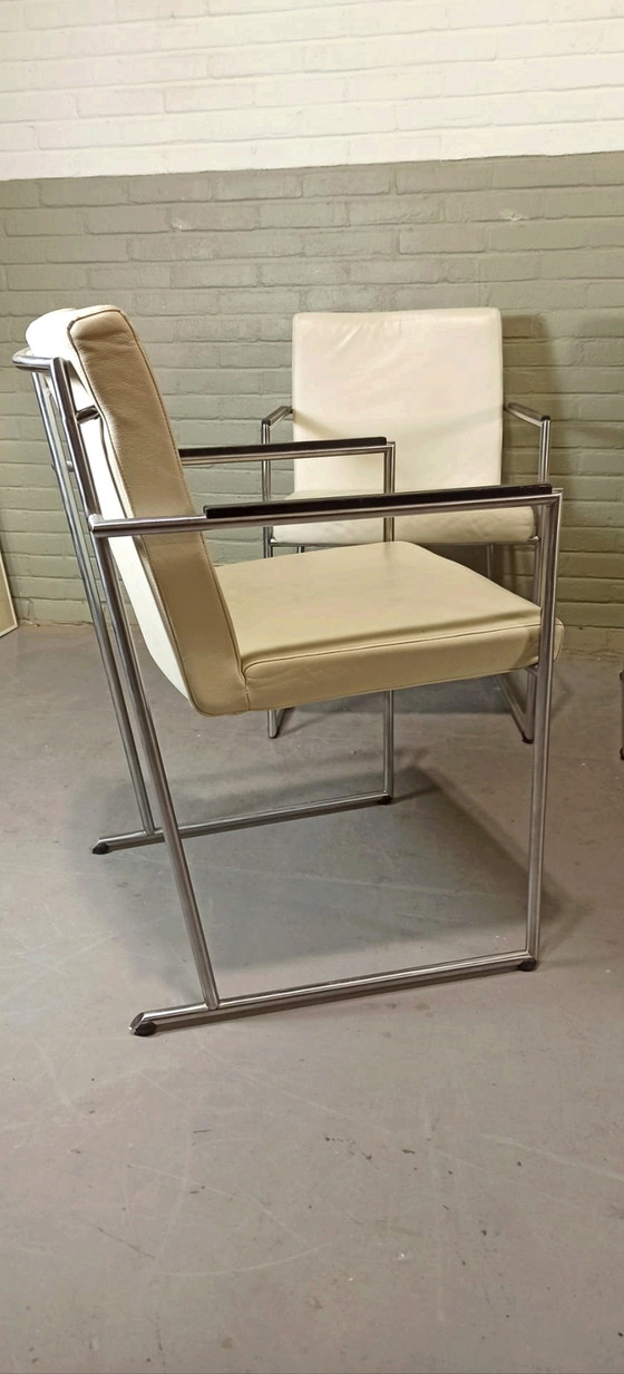 Image 1 of 4 x Harvink leren eetkamerstoelen 