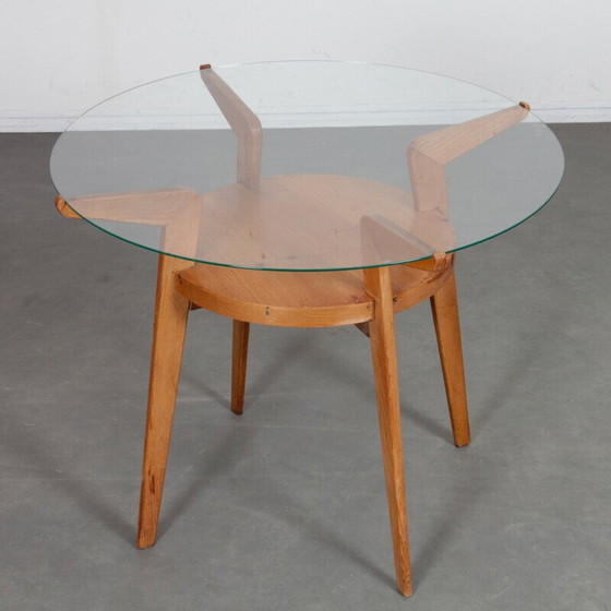 Image 1 of Vintage wood and glass side table for Jitona, Czechoslovakia 1960