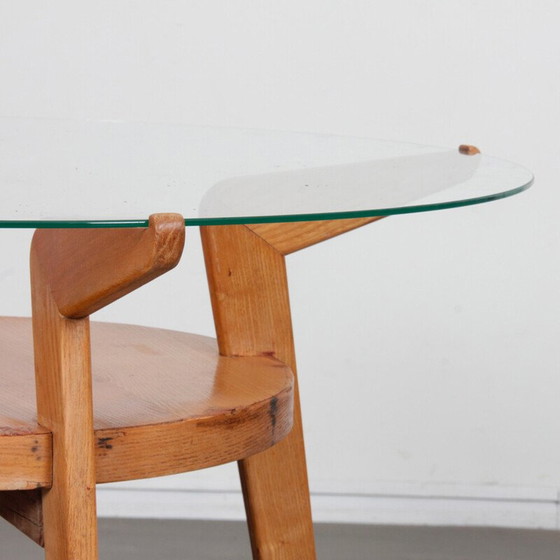 Image 1 of Vintage wood and glass side table for Jitona, Czechoslovakia 1960