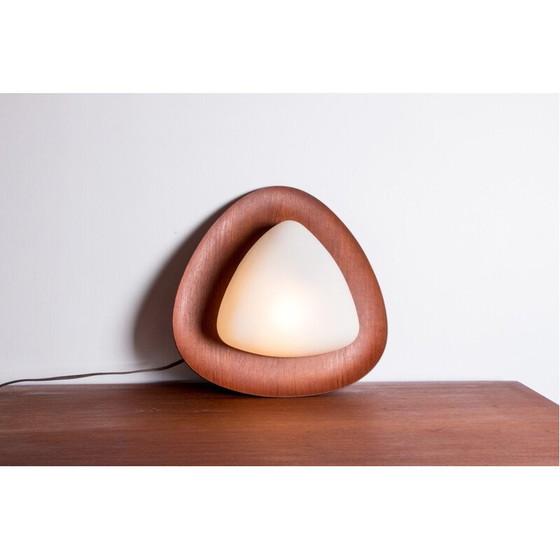 Image 1 of Vintage teak and opaline glass wall lamp by Goggredo Regianni for Regianni, Italy 1960