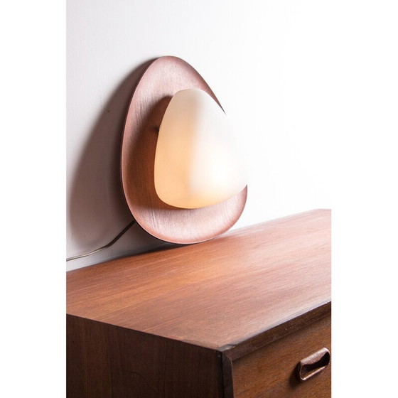 Image 1 of Vintage teak and opaline glass wall lamp by Goggredo Regianni for Regianni, Italy 1960