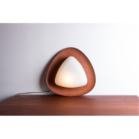 Image 1 of Vintage teak and opaline glass wall lamp by Goggredo Regianni for Regianni, Italy 1960