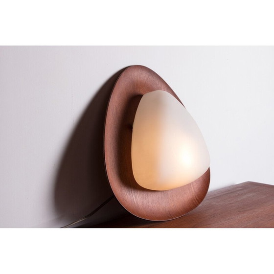 Image 1 of Vintage teak and opaline glass wall lamp by Goggredo Regianni for Regianni, Italy 1960