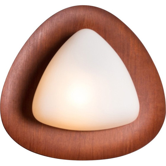 Image 1 of Vintage teak and opaline glass wall lamp by Goggredo Regianni for Regianni, Italy 1960