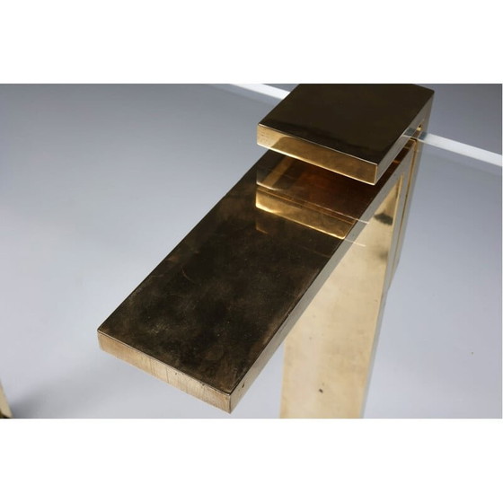 Image 1 of Hollywood Regency vintage side table in brass and glass, 1970s