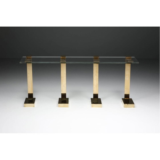 Image 1 of Hollywood Regency vintage side table in brass and glass, 1970s