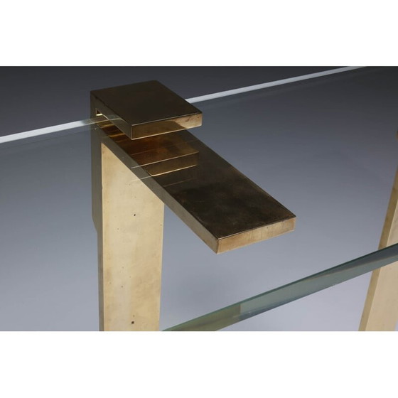 Image 1 of Hollywood Regency vintage side table in brass and glass, 1970s