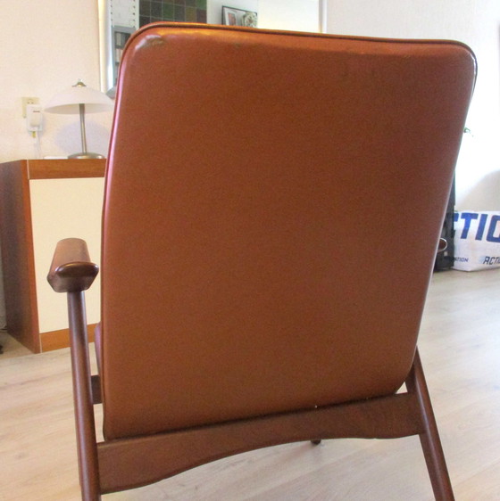 Image 1 of Louis Van Teeffelen, Skailed Leather And Teak Armchair For Wébé