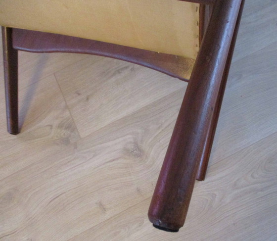 Image 1 of Louis Van Teeffelen, Skailed Leather And Teak Armchair For Wébé