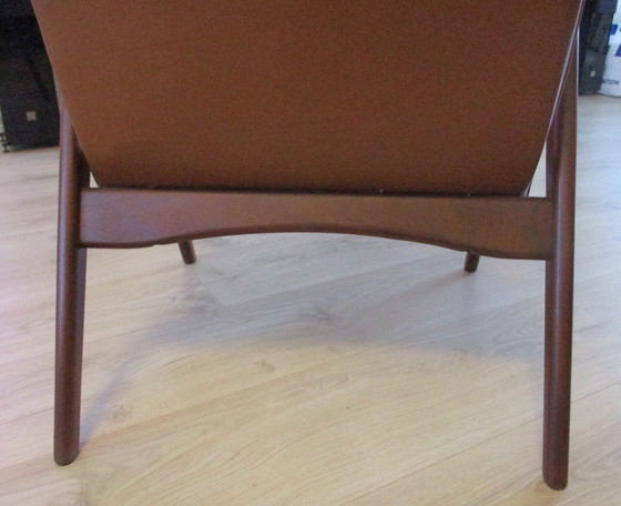 Image 1 of Louis Van Teeffelen, Skailed Leather And Teak Armchair For Wébé