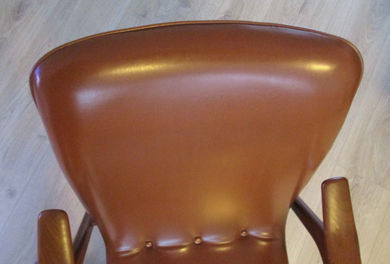 Image 1 of Louis Van Teeffelen, Skailed Leather And Teak Armchair For Wébé