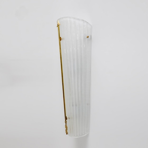 Image 1 of 2x Mid-Century Modern Style Italian Murano Glass And Brass Sconces