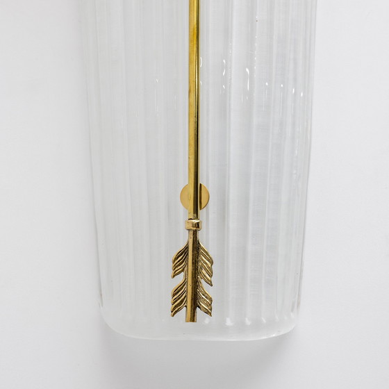 Image 1 of 2x Mid-Century Modern Style Italian Murano Glass And Brass Sconces