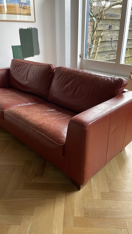 Machalke Cognac Leather 3-Seater Sofa